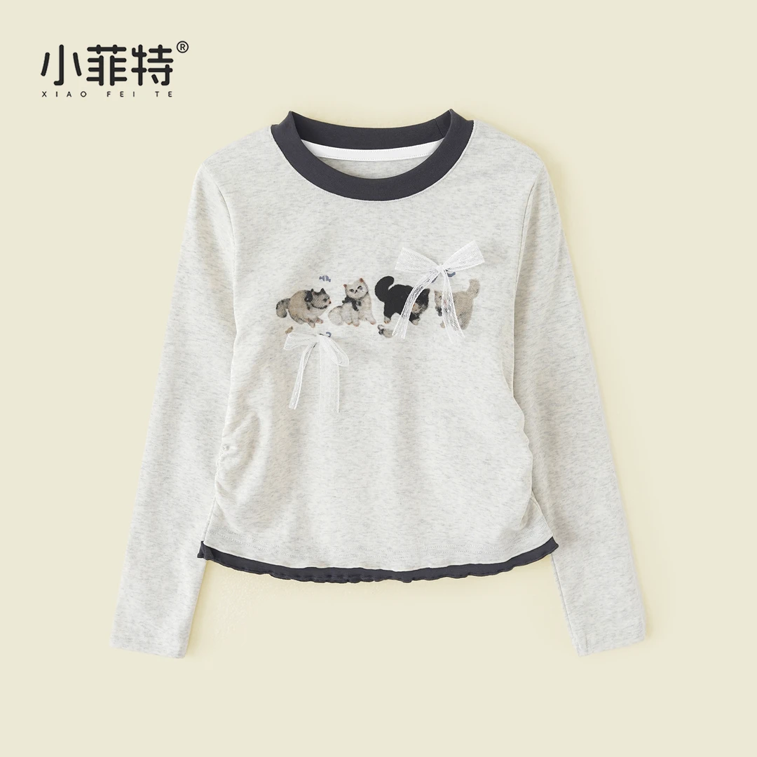 小菲特女童秋装新款长袖T恤中大童休闲上衣儿童打底衫YNYQ53256