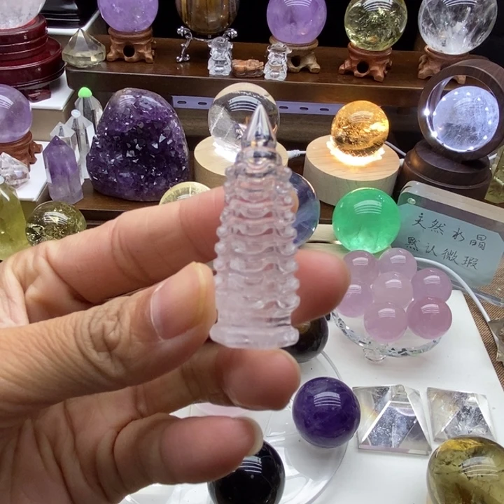 水晶摆件未镶嵌天然白水晶文昌塔