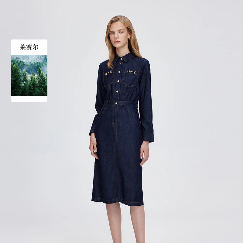 Scofield女复古老钱风水洗牛仔连衣裙2025秋季新款SFOWE4C93E