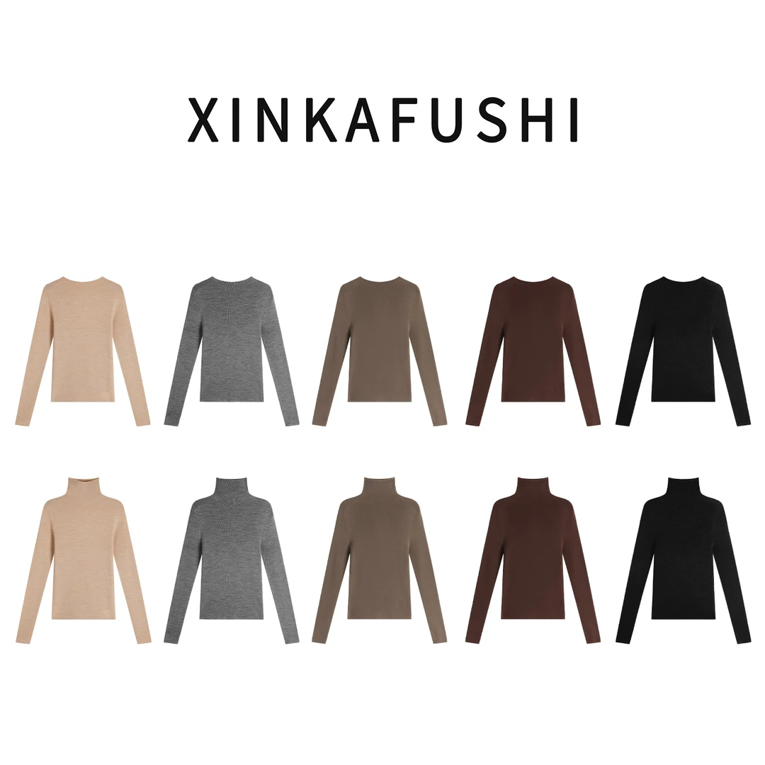 【清浅时光】秋冬100%羊毛18针60支修身休闲百搭打底衫YN3322