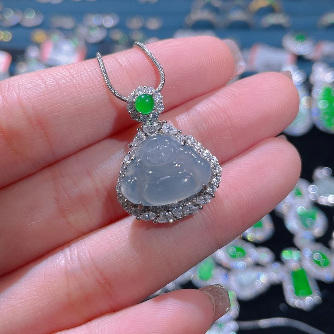 吊坠(不含链)银S925镶嵌翡翠