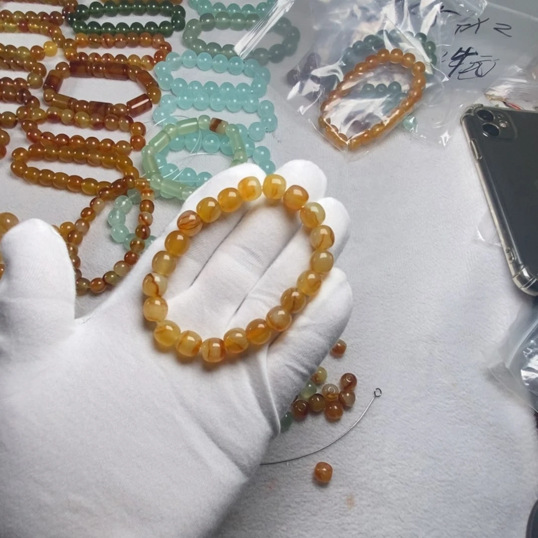 蛇纹石玉手链未镶嵌卡10老型手串