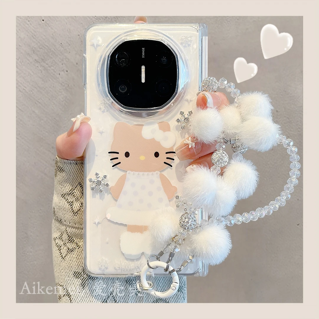 适用华为mateX6折叠屏手机壳MateX5典藏版雪花kt猫X3中轴保护链条