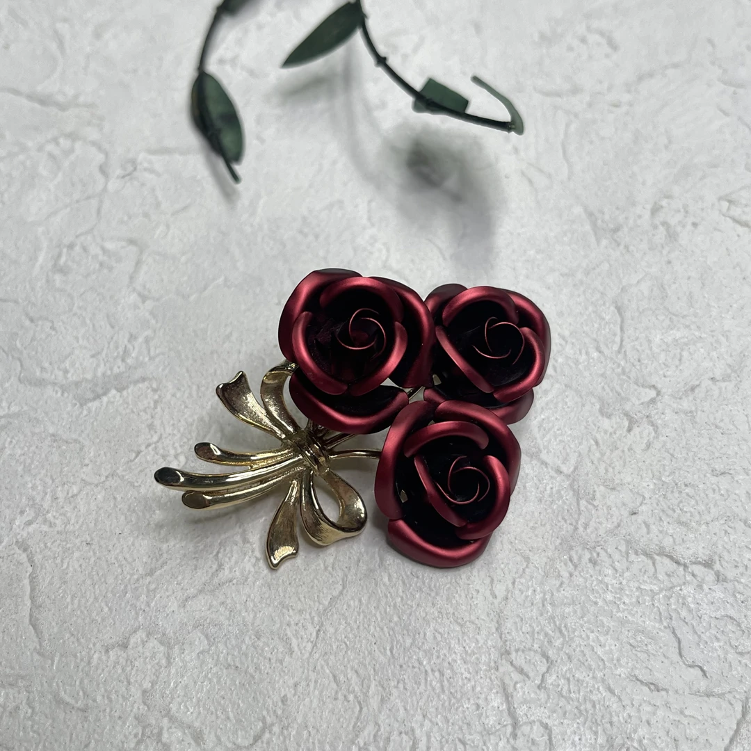 铜合金胸针 【六六中古】孤品复古玫瑰花胸针ad4819