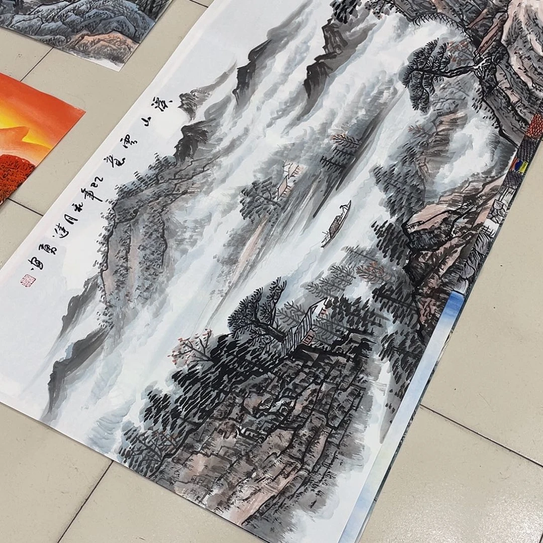国画纯手绘的花鸟山水