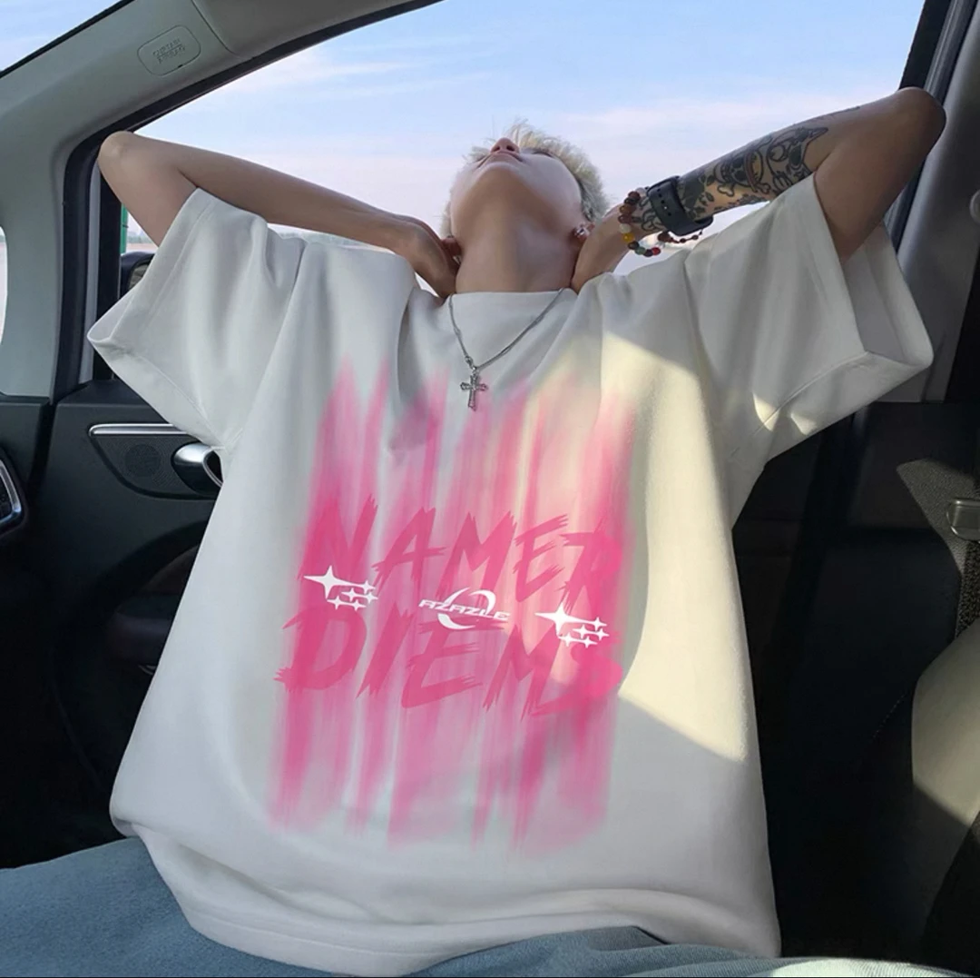 【短袖】重磅夏季纯棉T恤圆领短袖男女同款索罗娜-星星字母