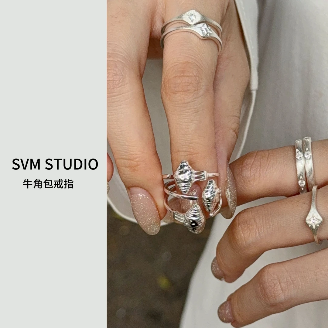 925银戒指 SVM首饰.时尚个性素款设计感饰品·可颂戒指·S925银
