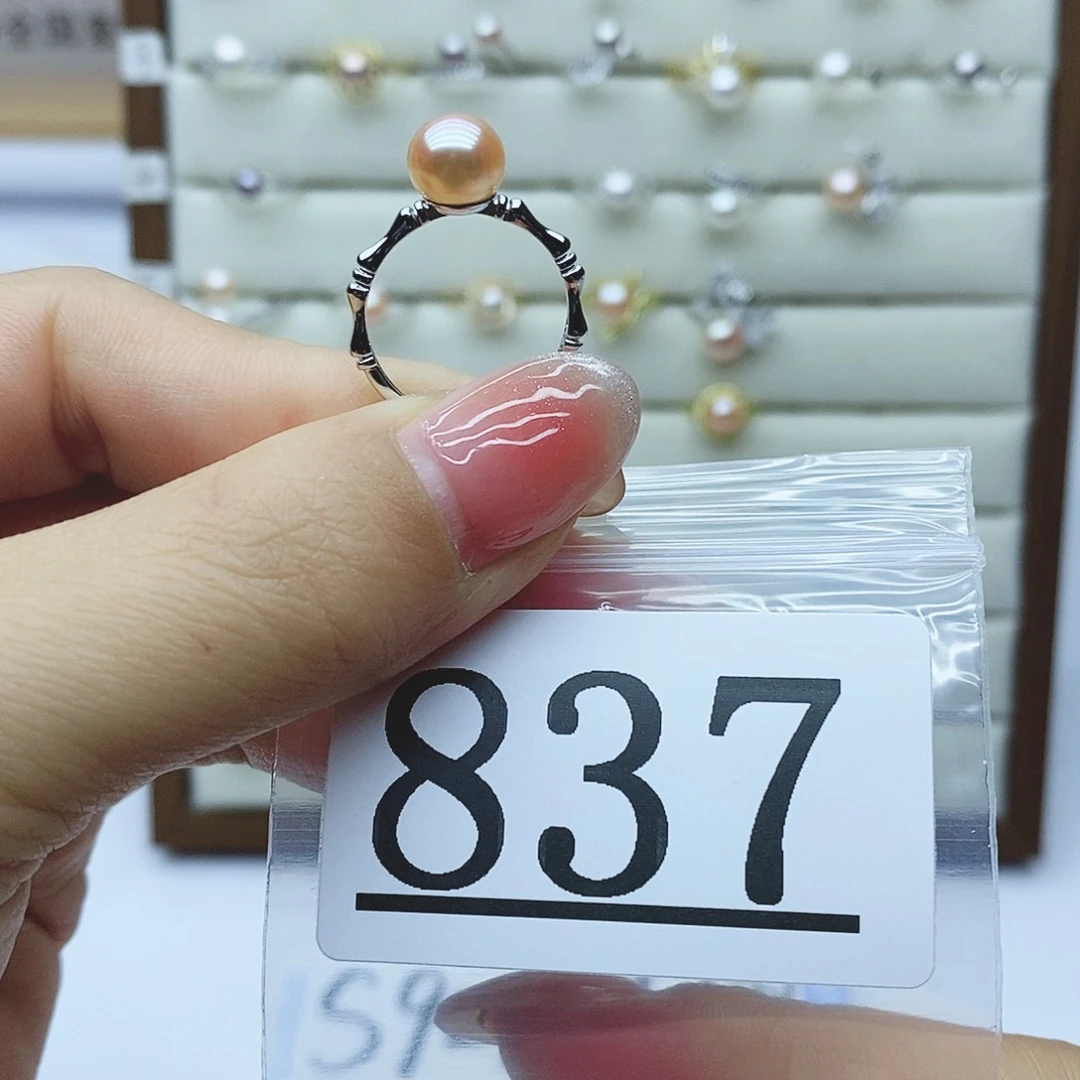 淡水珍珠戒指银S925镶嵌837