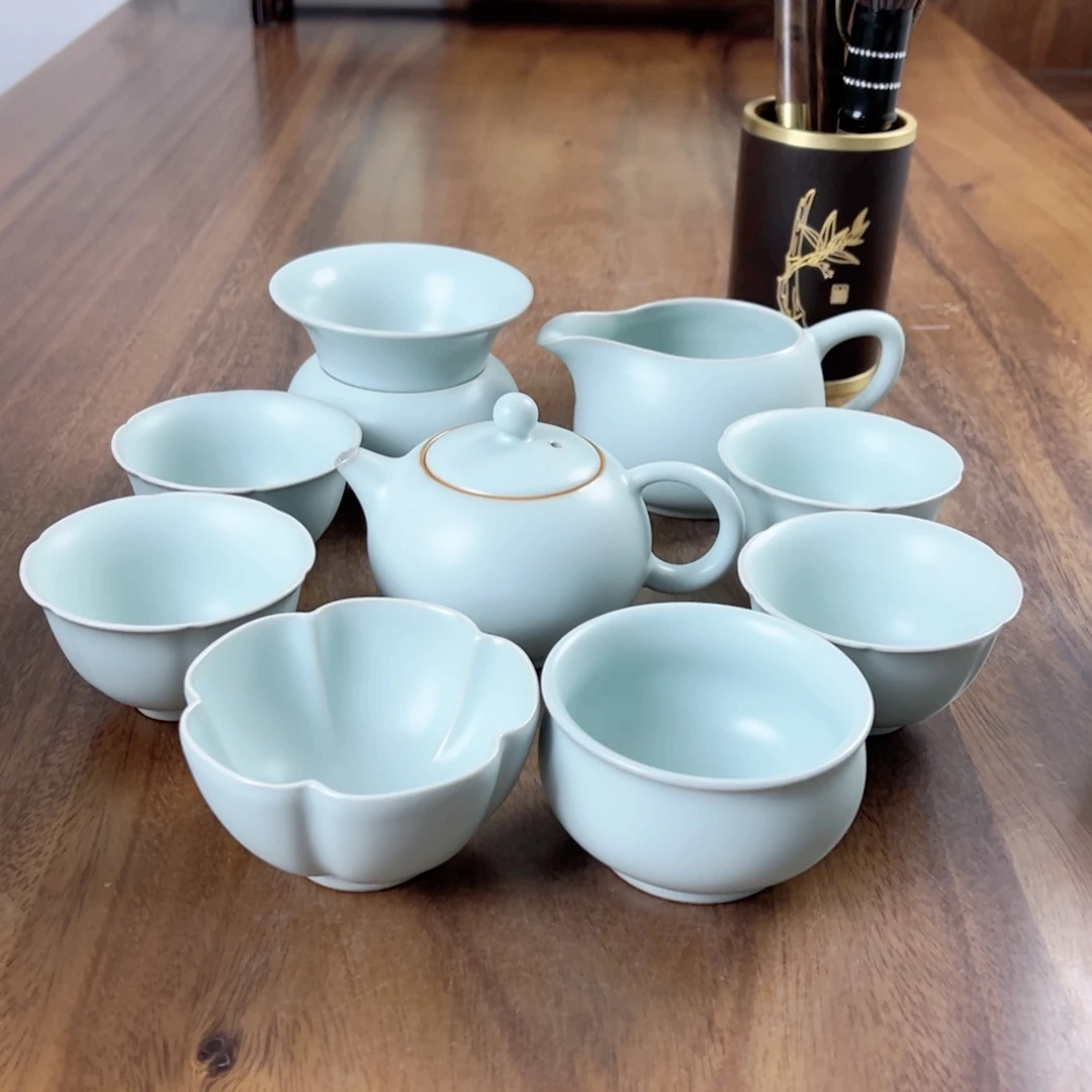 盖碗邯****张仙南汝窑仿古天青新品福利套装