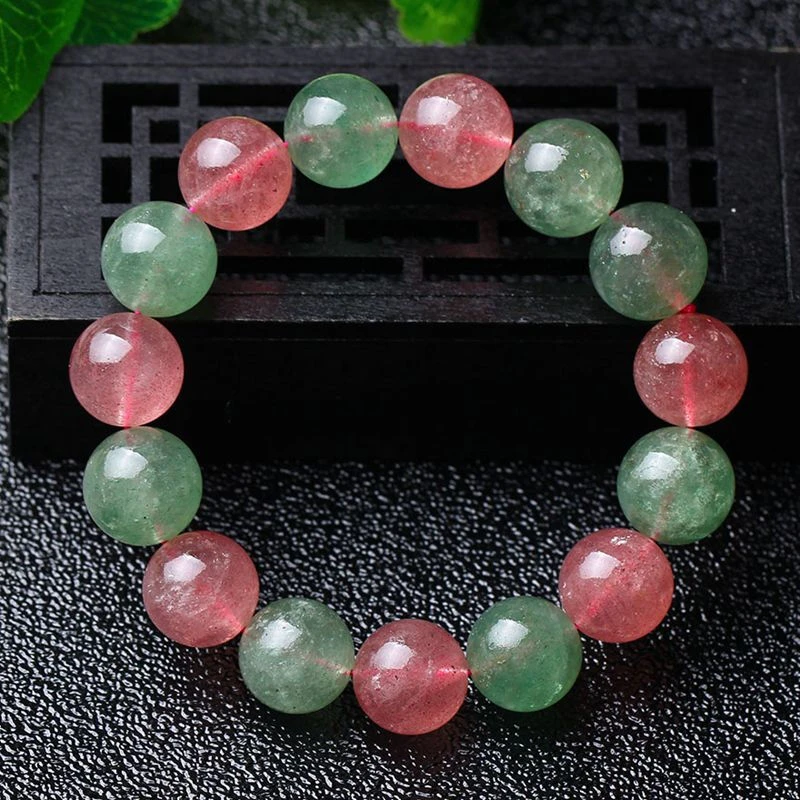【鹿姐专属】天然红绿草莓晶手串新年约会必备8mm+