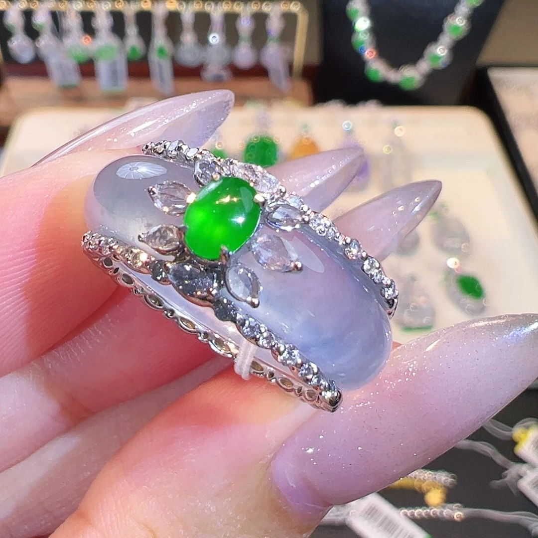 翡翠戒圈18K金镶嵌13圈