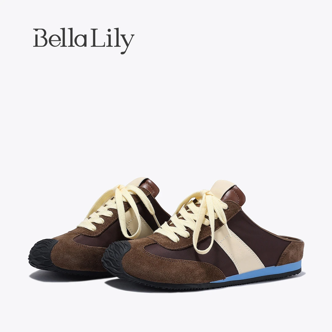 BellaLily2025夏季新款复古大头懒人鞋小众街头平底鞋百搭包头拖