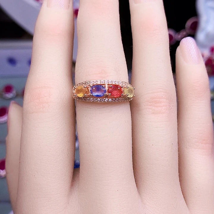 戒指蓝宝石银S925镶嵌