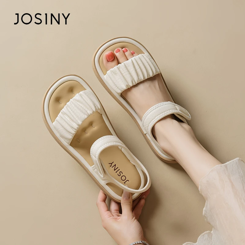 卓诗尼厚底凉鞋女2025年夏季新款外穿百搭沙滩配裙子软底罗马凉鞋