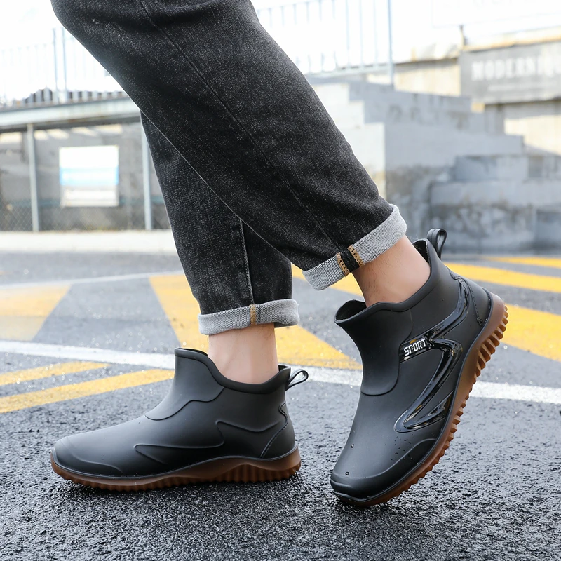 雨鞋男款防滑水鞋潮流时尚男士短筒雨靴工作耐磨胶鞋防水鞋钓鱼鞋
