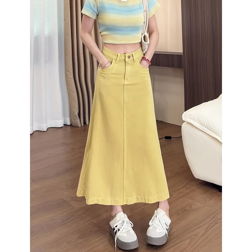 0628牛仔裙后开叉半身裙女2025新款春季高腰显瘦气质a字包臀裙子