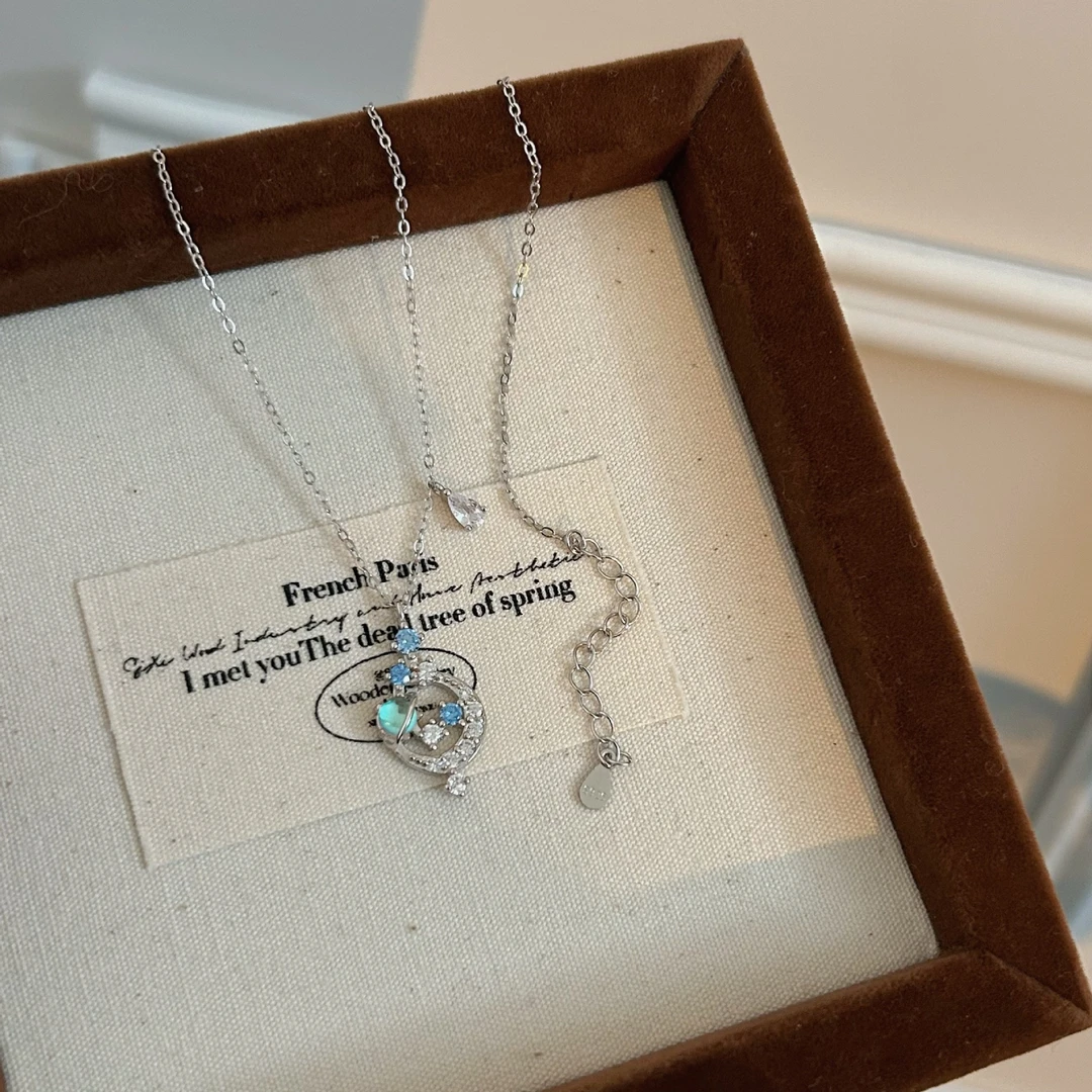 森系月光石星球项链小众轻奢设计感ins风5086