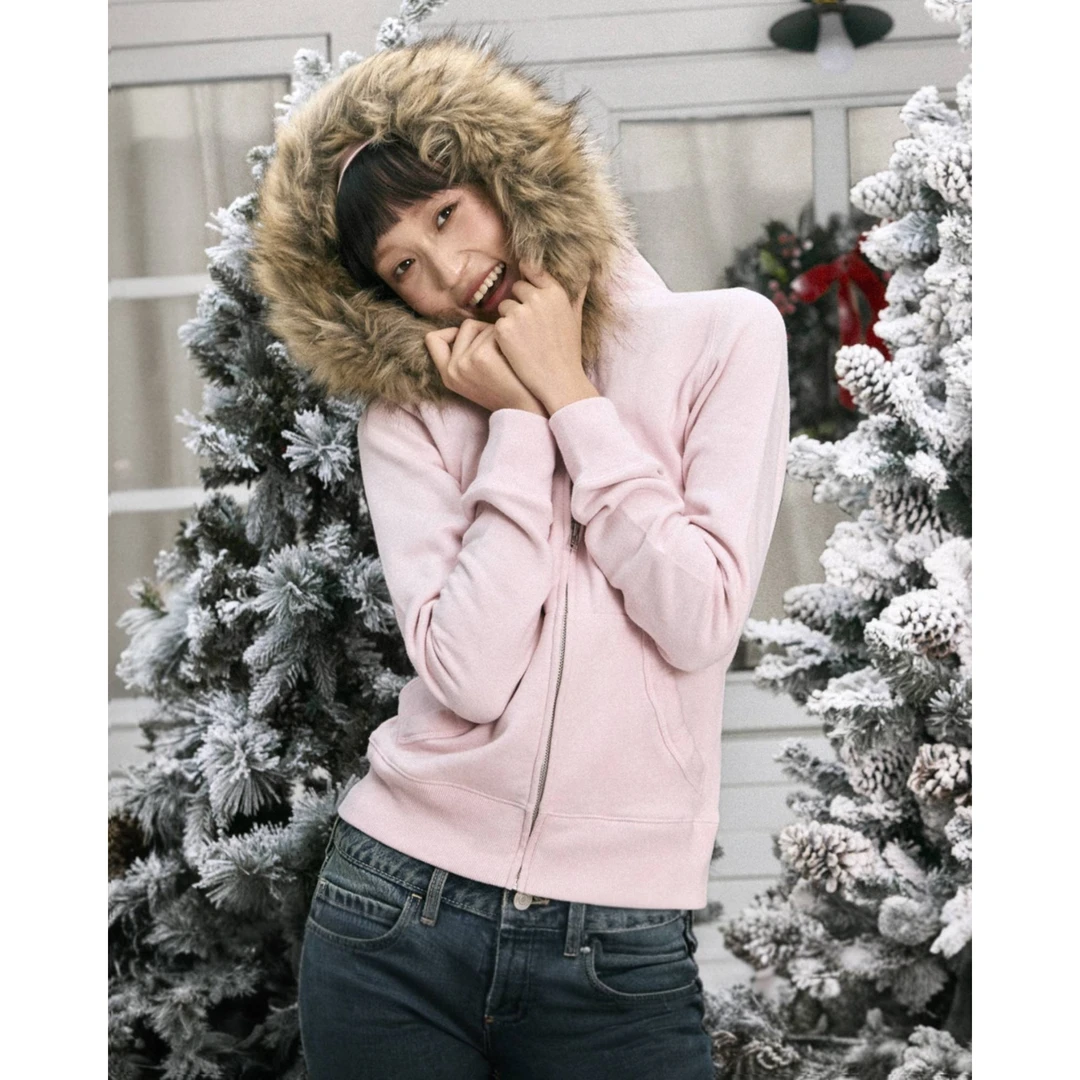 【爆款补货】Hollister秋冬保暖抓绒毛领连帽卫衣外套女352-5236