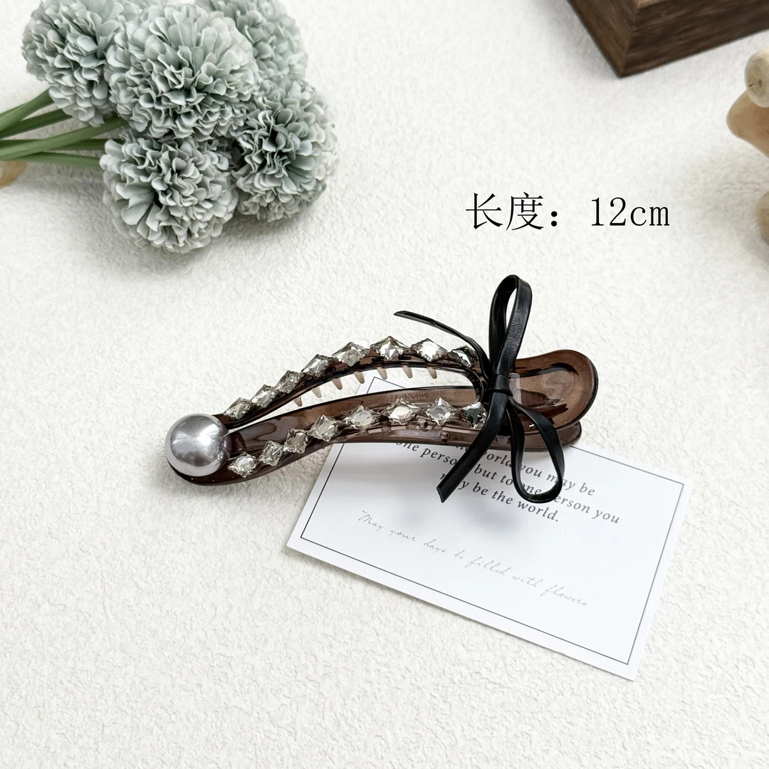 F-677韩版满钻百搭蝴蝶结后脑勺盘发鸭嘴夹