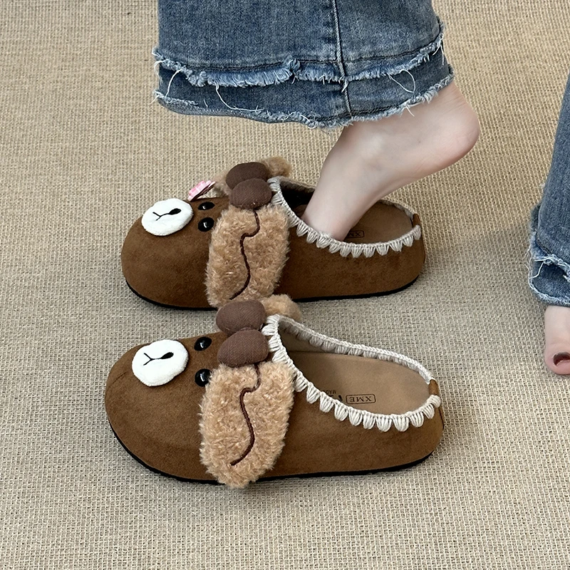 时尚卡通立体小狗勃肯鞋女2025秋季新款萌萌哒大耳朵包头厚底拖鞋