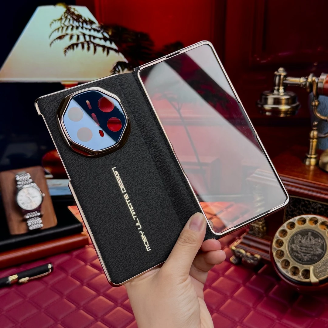 适用华为mateX6手机壳真皮mateX5壳膜一体全包高级保护套超薄防摔