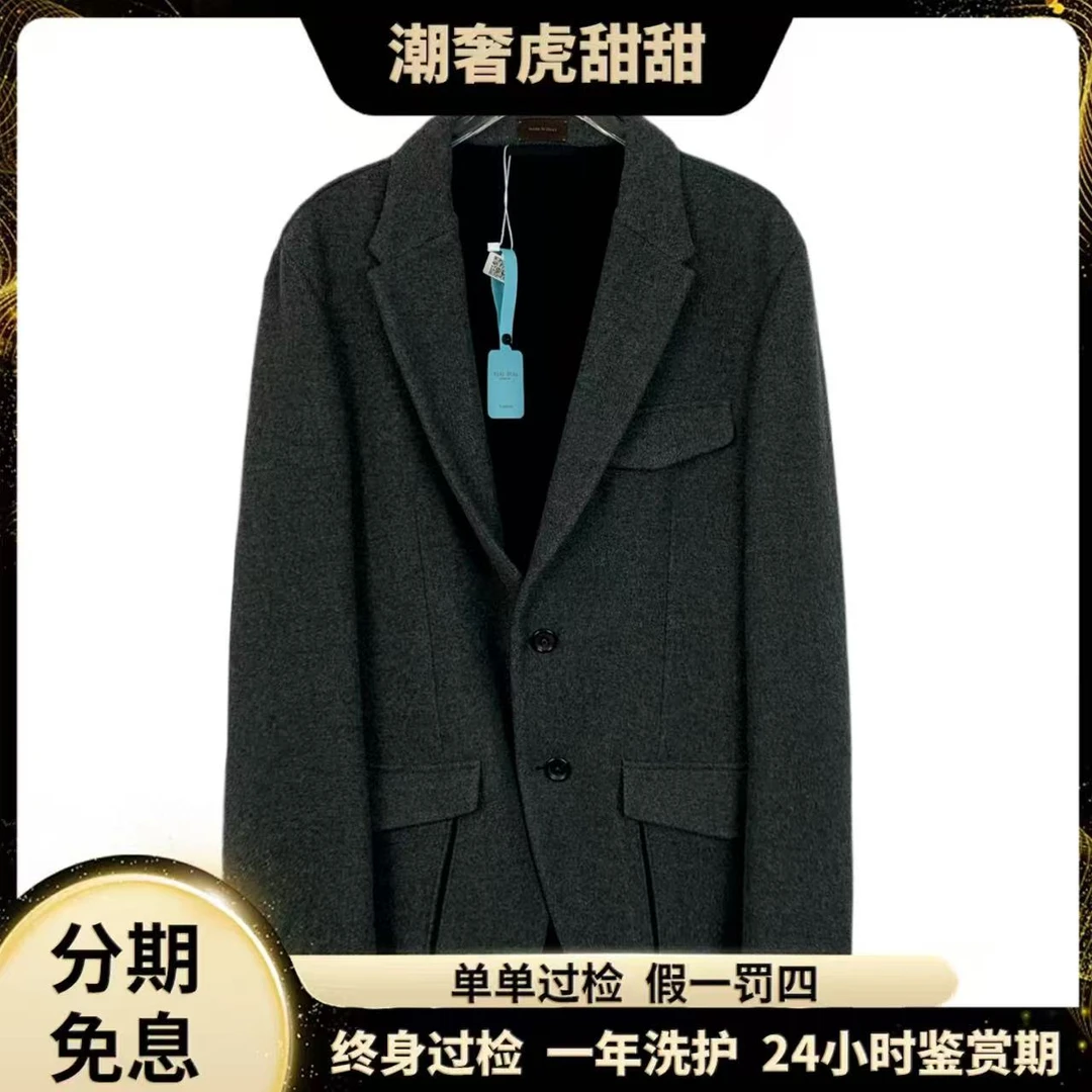 99新 ZEGNA J13417 深灰色山羊绒西装外套46 S潮奢虎