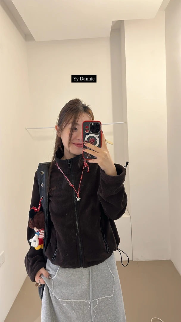 「ZDY」46293#Ins博主jennie 感小颗粒小短款摇粒绒外套