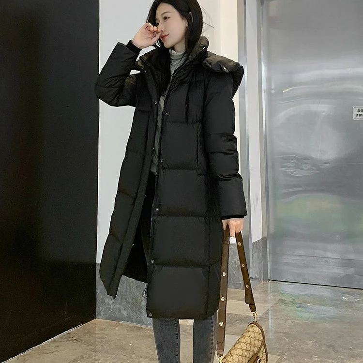 小个子定制款黑色棉服女2025年新款黑色小个子直筒百塔加厚外套
