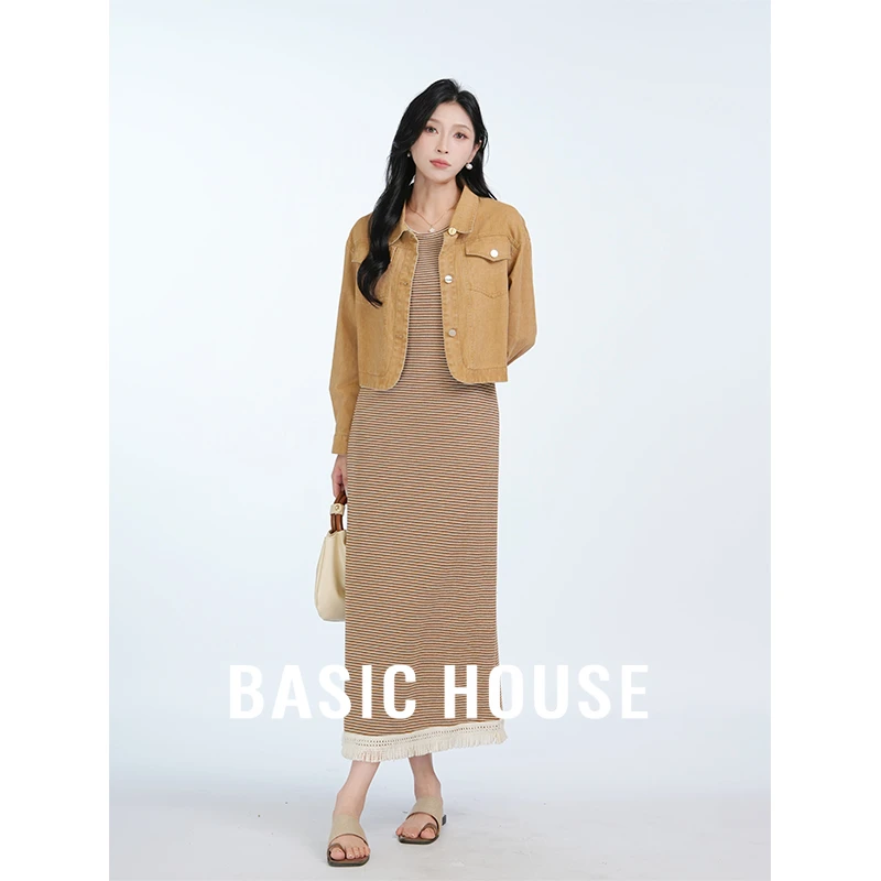 Basic House/百家好新春时尚连衣裙套装遮肉显瘦显气质女款连衣裙