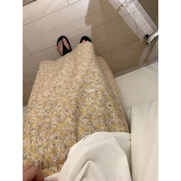 【黄色碎花裙】茶歇韩系半裙