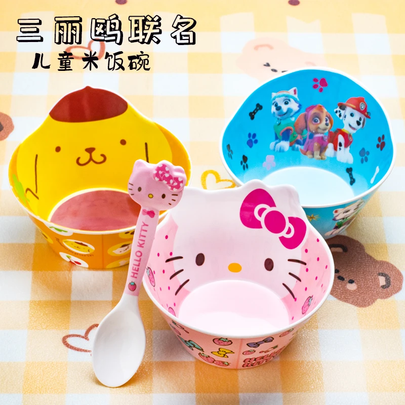 可爱炸了！三丽鸥A5蜜胺碗耐摔不易碎学生餐具宝宝餐碗575毫升