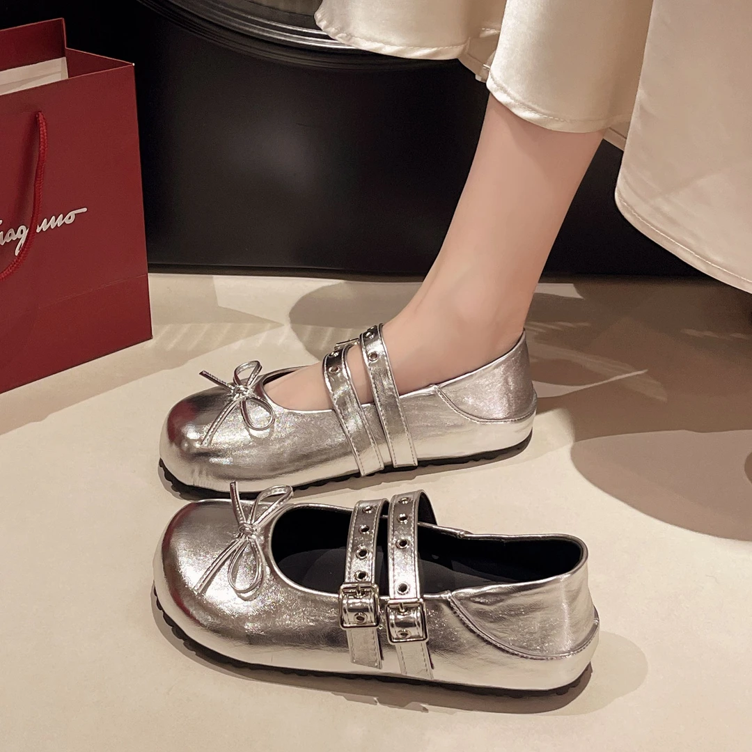 时尚复古小香风玛丽珍女鞋皮带扣2025夏季复古内增高女平底单鞋