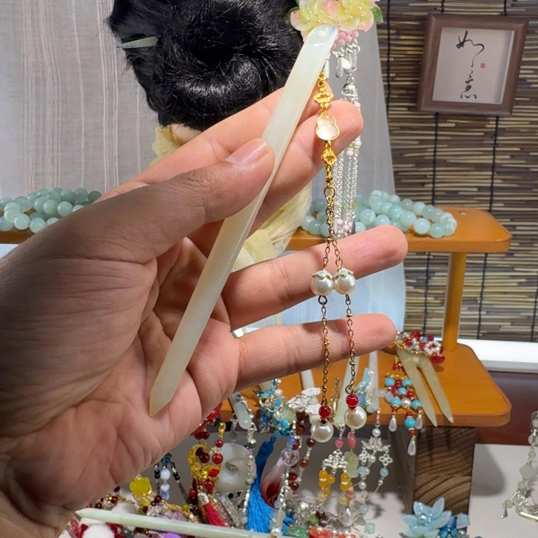 蛇纹石玉合金发饰