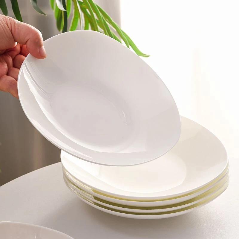 三角形盘子骨瓷盘子家用专用菜盘骨瓷三角盘纯白ins简约高级