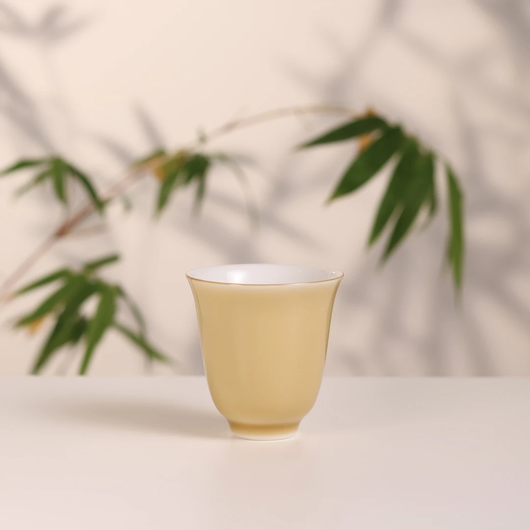 茗器山房 景德镇原矿颜色釉 杏黄品茗杯主人杯茶杯茶具 60ml