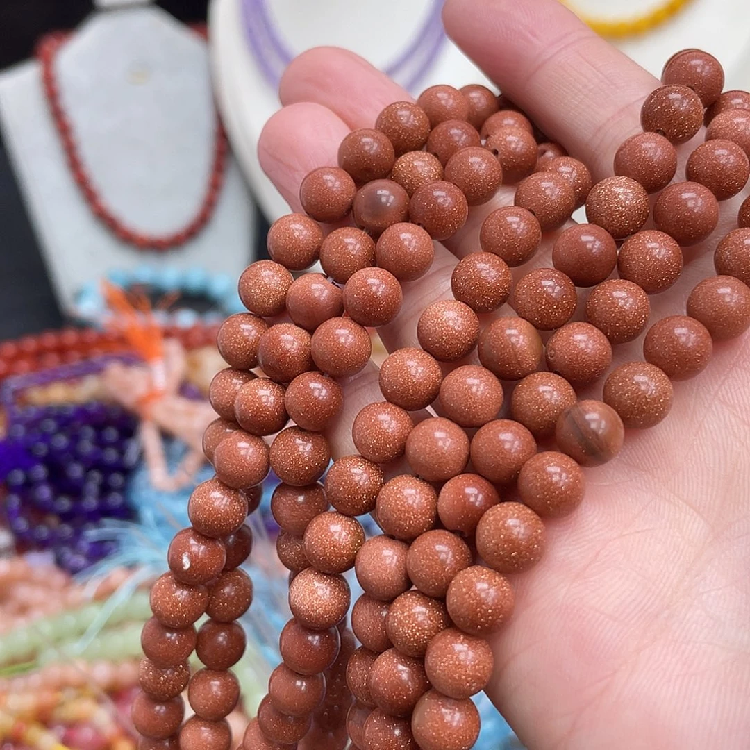 玛瑙/玉髓未镶嵌半成品金砂石8m散珠