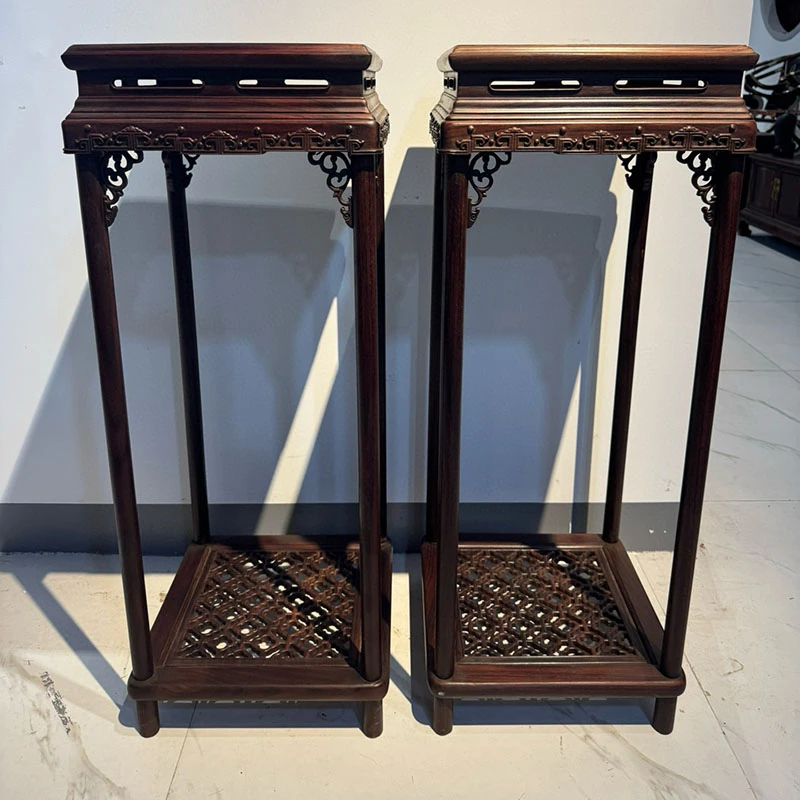 红木家具大红酸枝花架新中式全实木花几花盆栽花架置物架