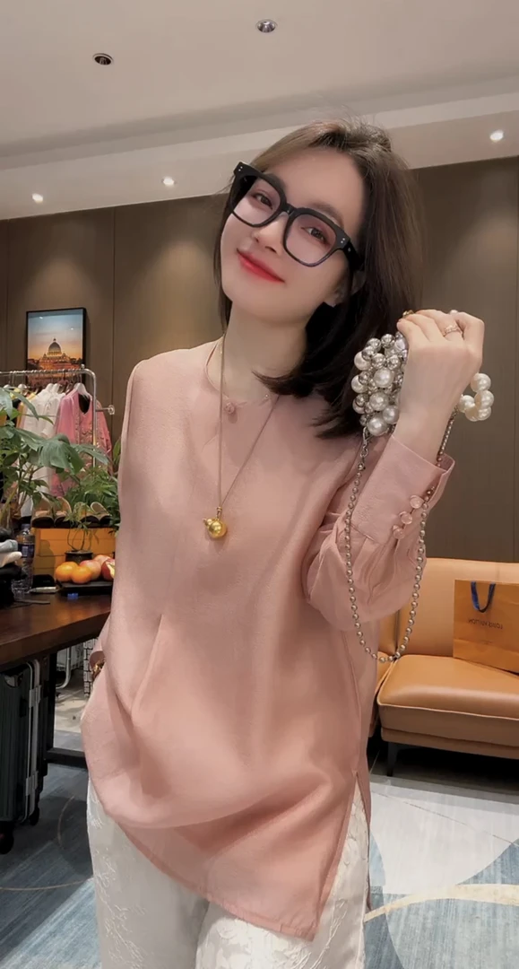 时尚百搭漂亮衬衫小众2025春国风复古洋气减龄胖mm大码宽松上衣