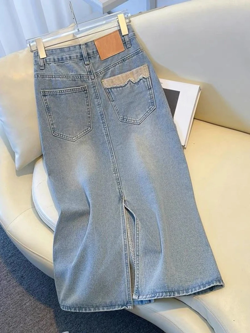 高腰显瘦牛仔半身裙女2025年新款时尚小个子遮胯a字包臀裙百搭