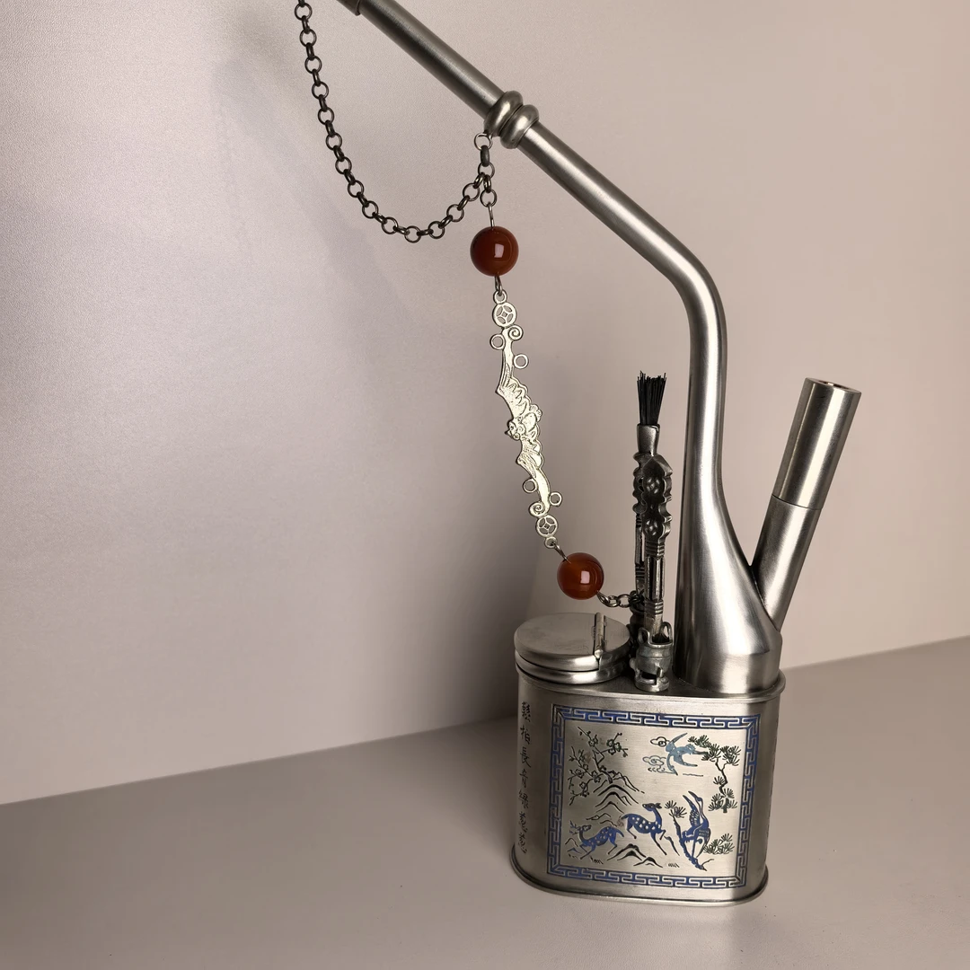 复古苏工白铜景泰蓝鹿鹤同春题材大圆壶1.8斤