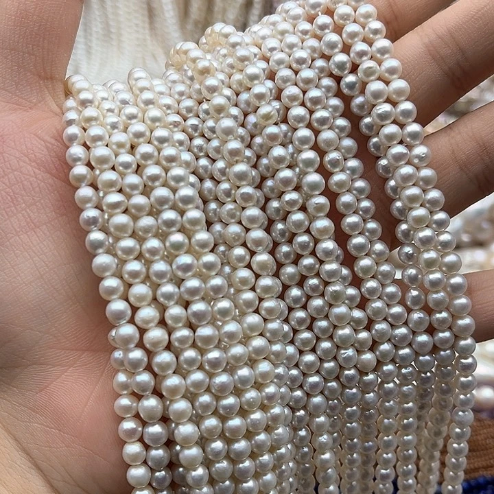 未镶嵌玛瑙/玉髓珠宝半成品一条4.5mm左右近圆珍珠