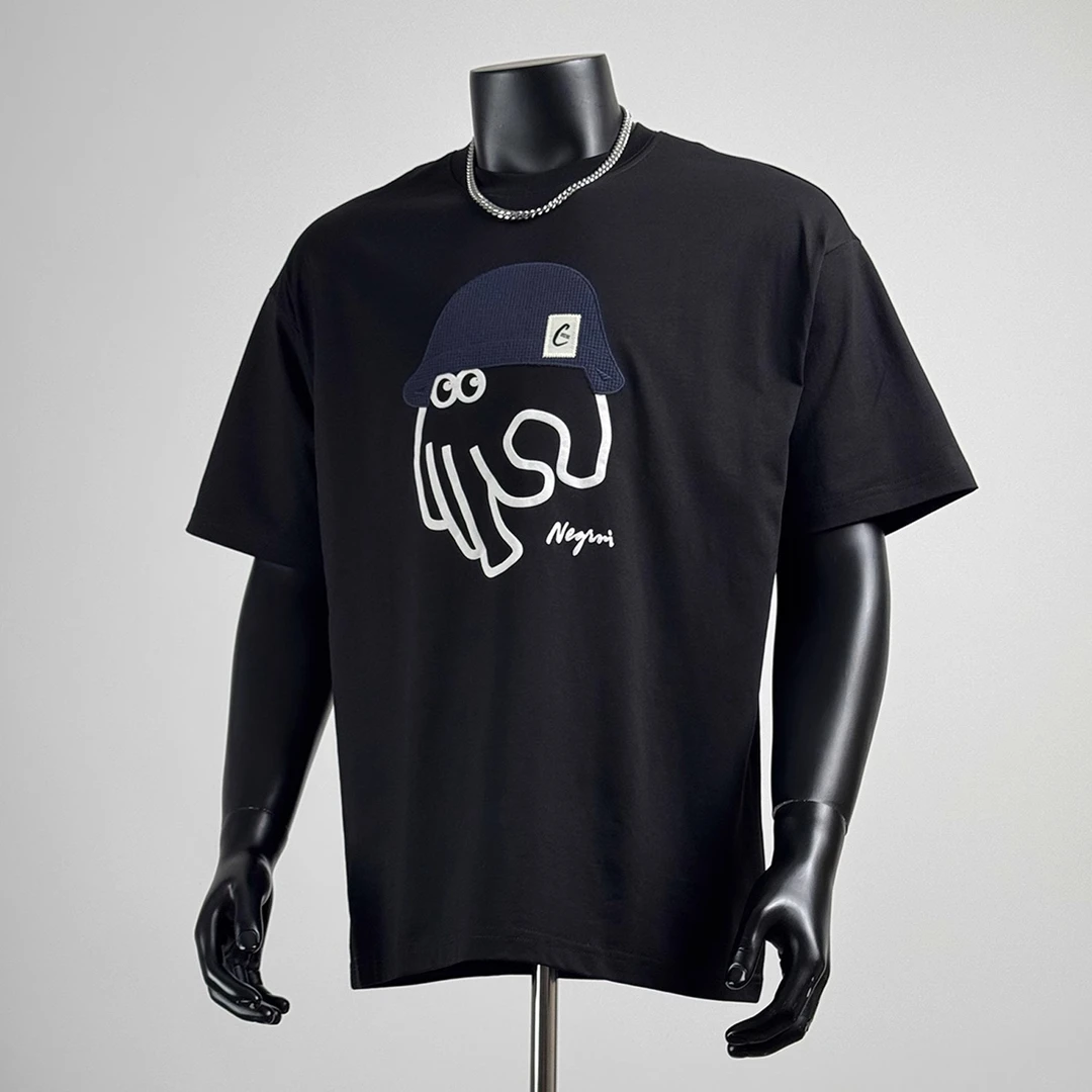 Salodac夏季趣味印花潮牌凉感T恤男日系宽松百搭圆领休闲短袖上衣