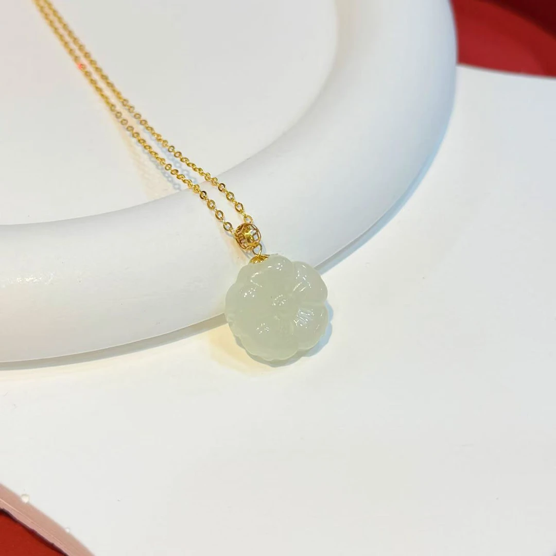 18K金镶嵌15mm晴水五福花桃花吊坠（不含链）HE00741