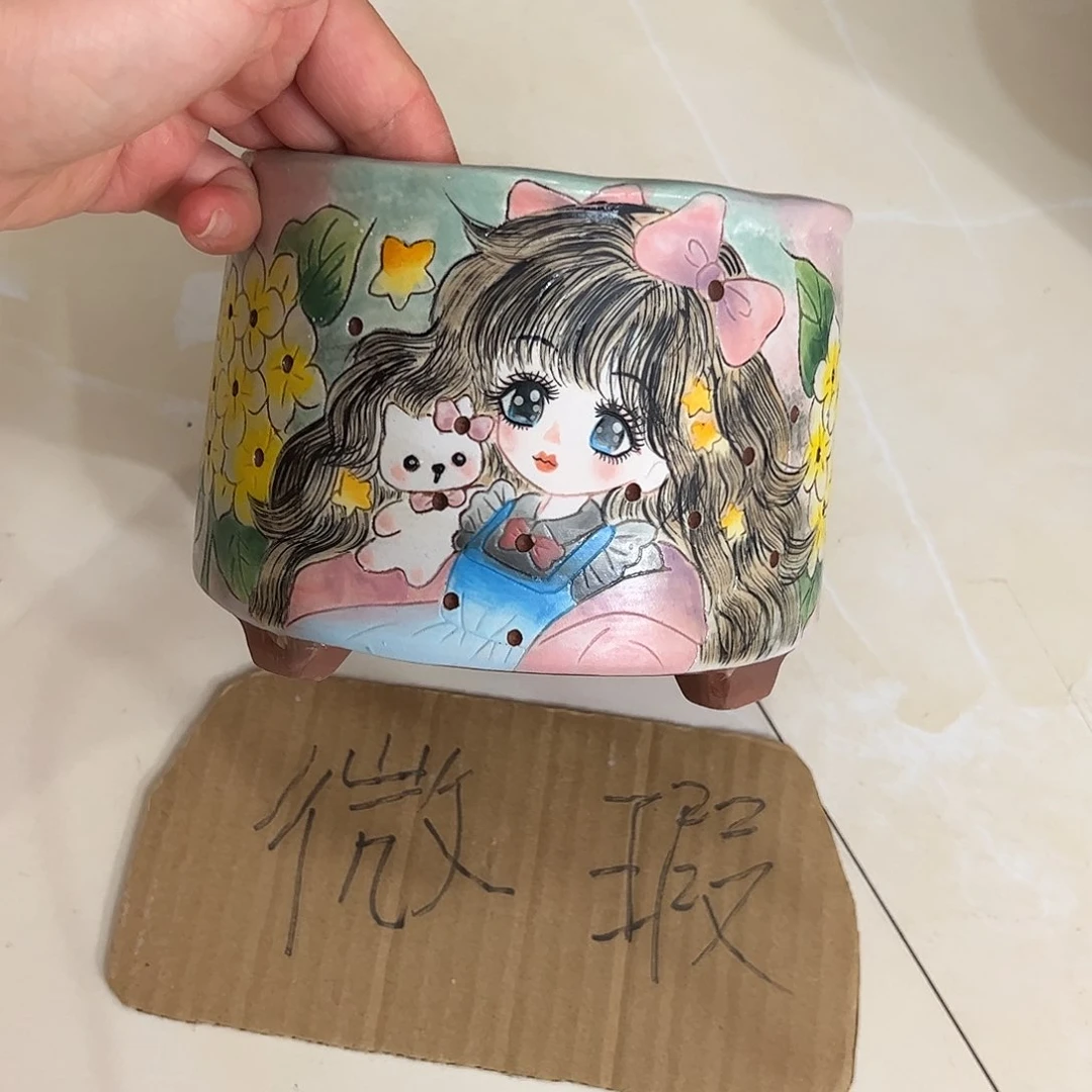 景德镇陶瓷花盆口12.5高11