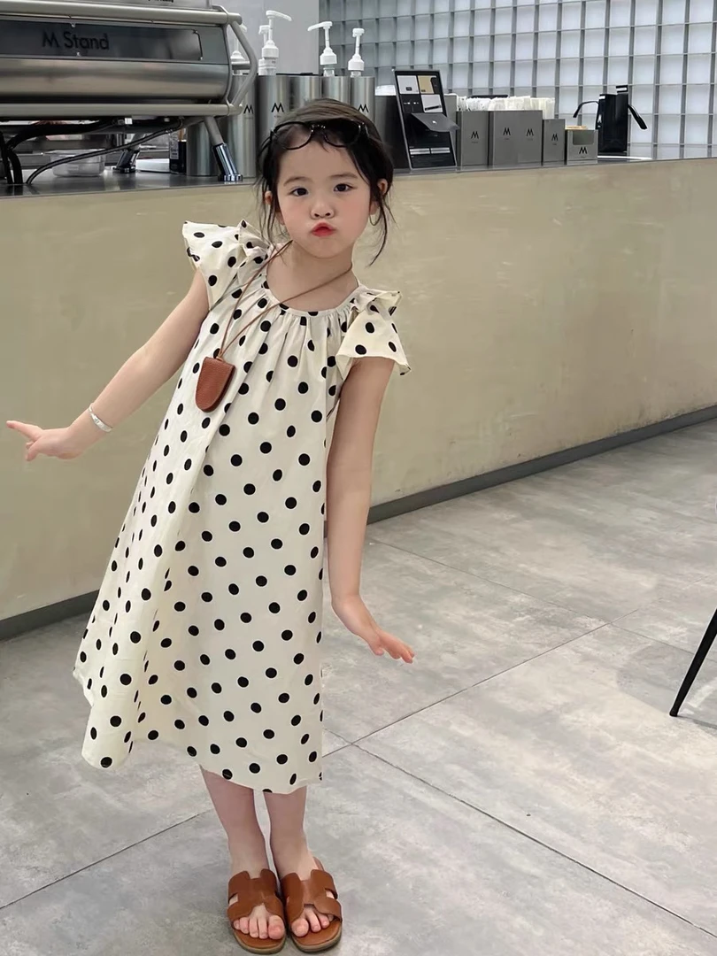 现货！女童韩版连衣裙夏季新款女宝宝时髦波点背心裙纯棉公主裙