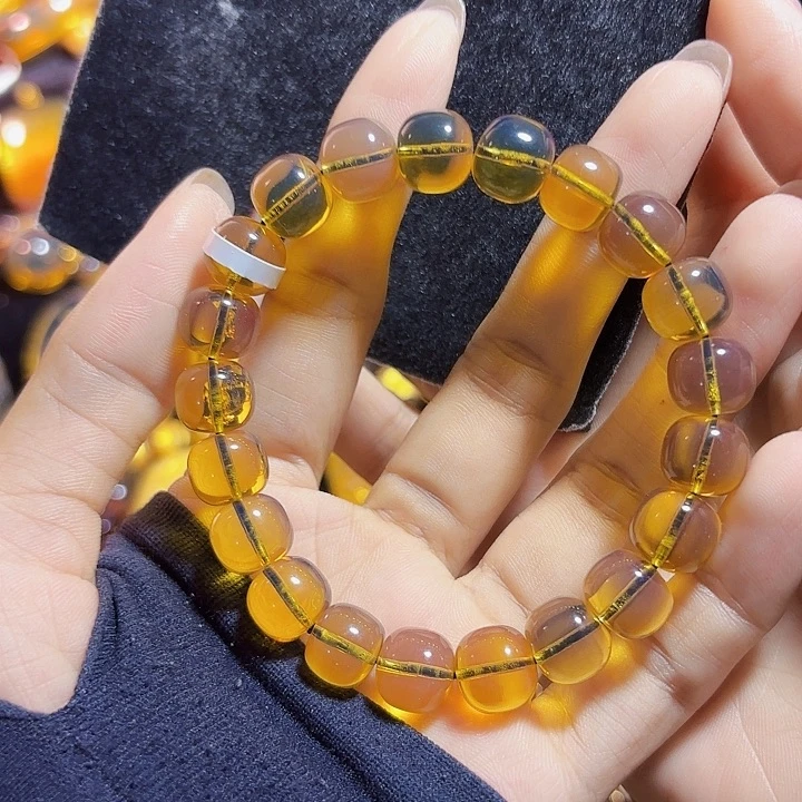 蓝珀未镶嵌珠宝奇石墨西哥蓝珀老型手串10