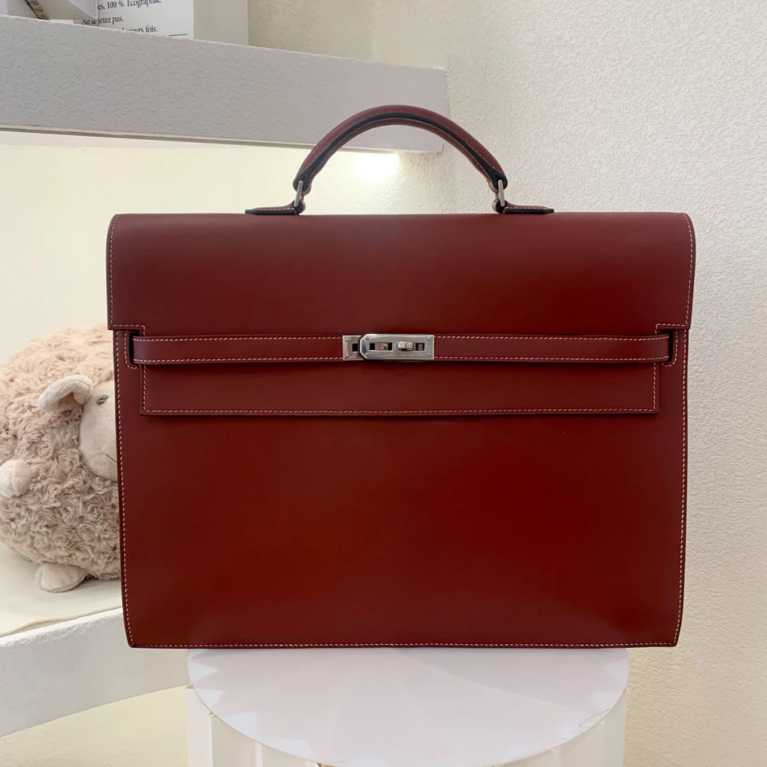 95新 Hermes/爱马仕 depeches 38 框I Som皮波尔多酒红xzz0711a2