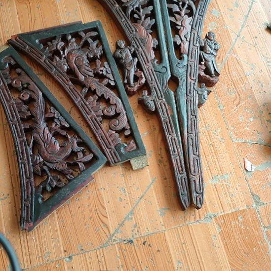 Y***Y黑檀木香樟木木雕花板，一物一拍