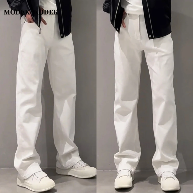 MODEK KODEK复古潮牌直筒宽松牛仔裤男士春夏季时尚百搭纯色长裤