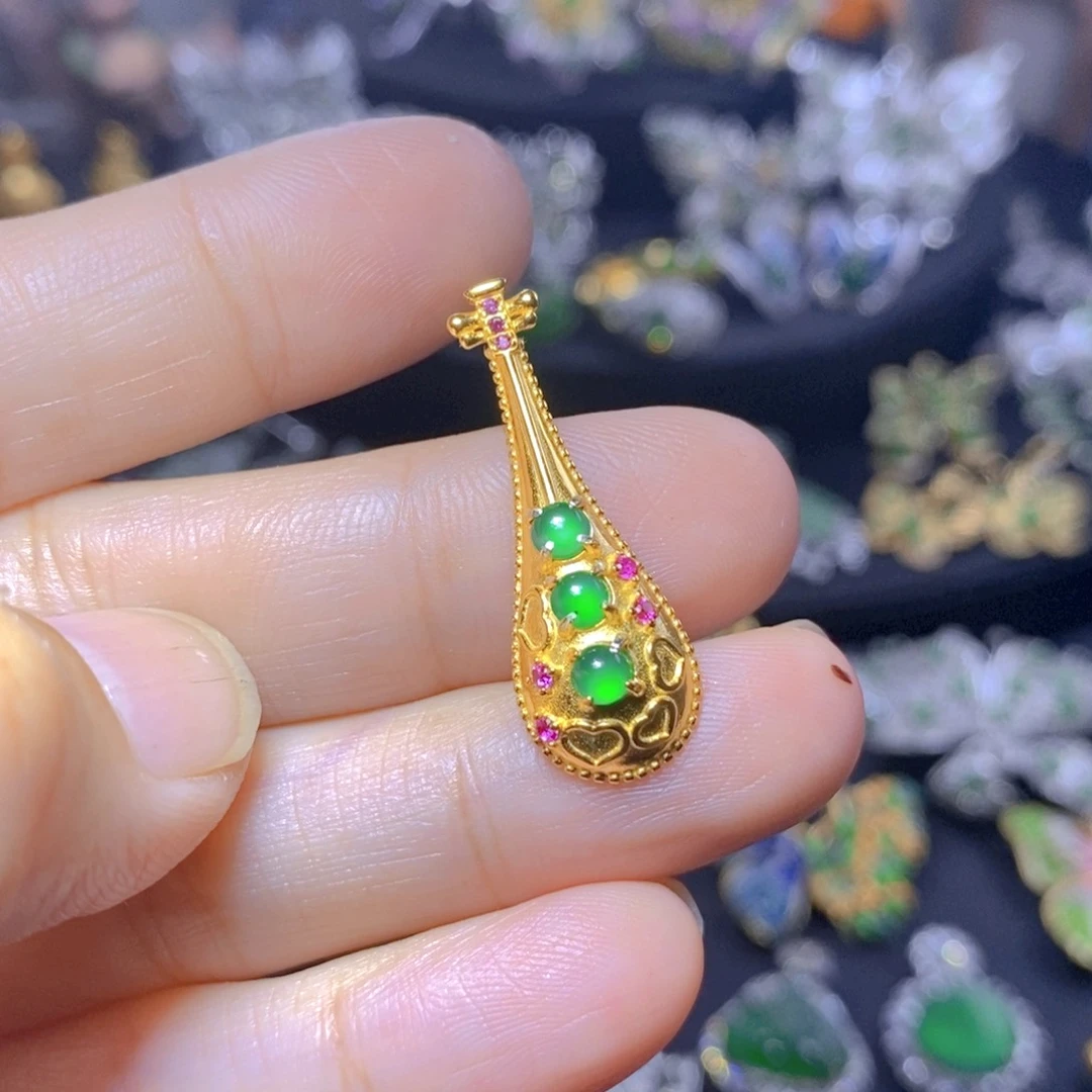 翡翠银S925镶嵌吊坠(不含链)天然翡翠